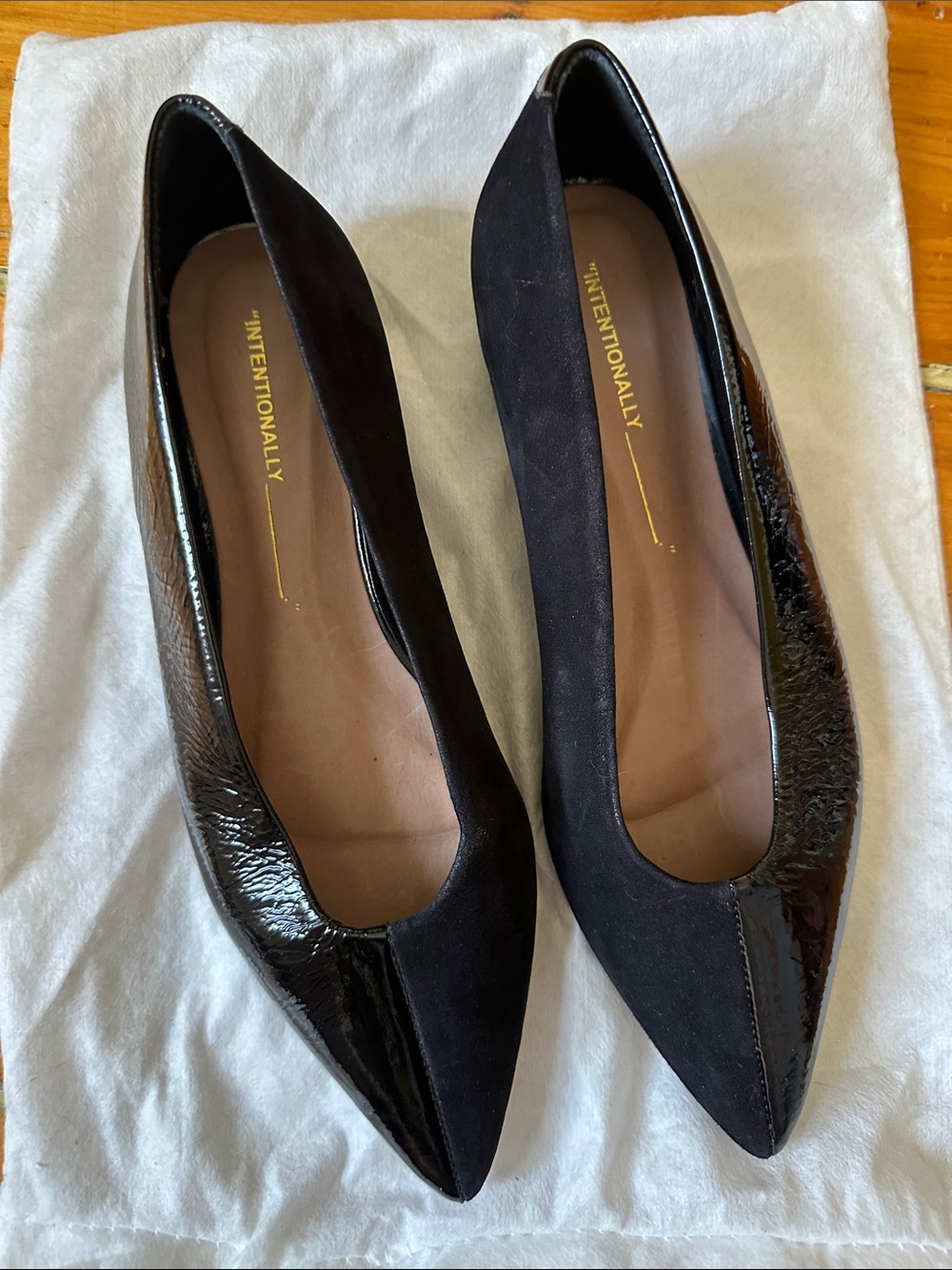 Intentionally Blank 2 tone black pointed flats